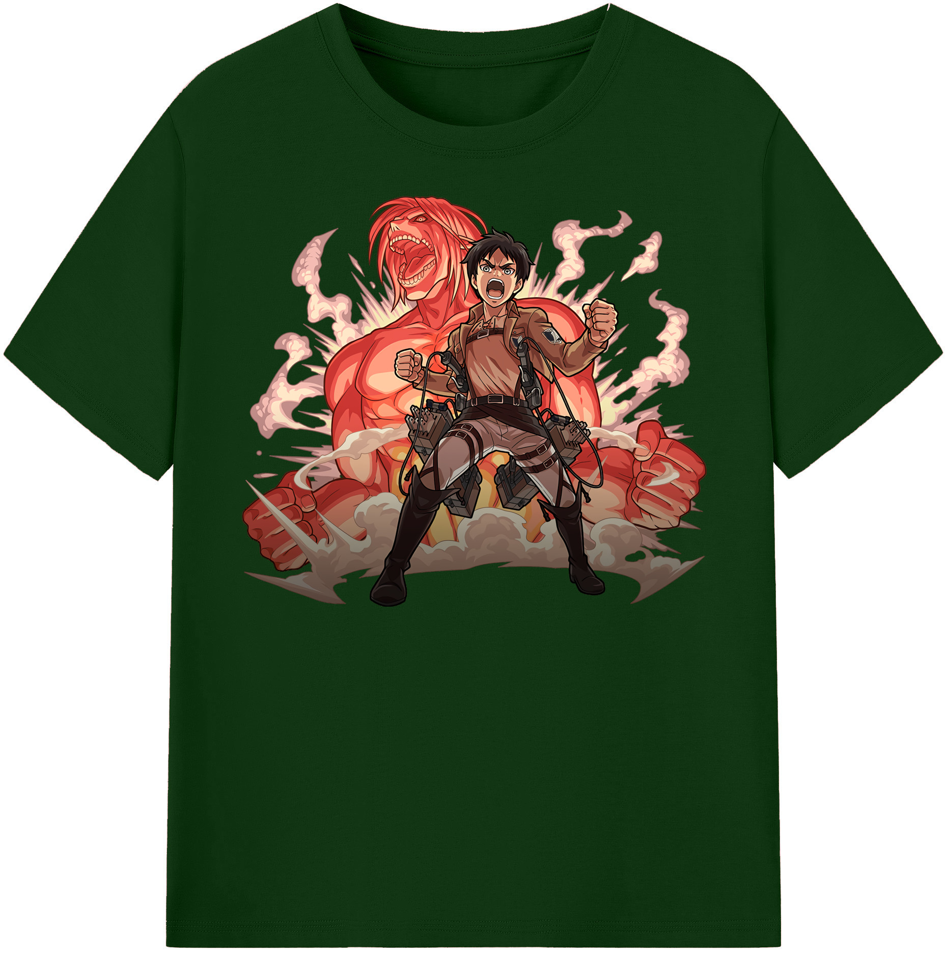 （画像用） 進撃の巨人 エレン･イェーガー Attack on Titan Eren Jäger 綿100％半袖Tシャツ（フロントプリント）